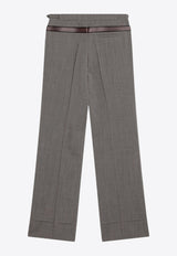 Prada Printed Belt Wool Flared Pants Gray P242JOOO16NO/Q_PRADA-F0572