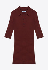 Prada Rib Knit Short-Sleeved Polo Top Bordeaux P24N2UOOO16SU/Q_PRADA-F0033