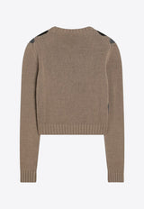 Prada Argyle Jacquard Knit Cashmere Sweater Camel P24S2VOOO172D/R_PRADA-F0040
