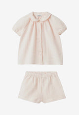 Il Gufo Baby Girls Seersucker Blouse and Shorts Set Pink P25DP529C3160-ACO/Q_GUFO-323