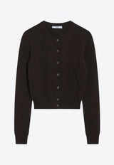Prada Perforated Cashmere Cardigan Brown P25N75OOO171R/R_PRADA-F0003