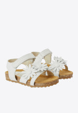 Il Gufo Girls Flower Applique Sandals White P25XG518-AVITNC/Q_GUFO-010