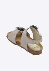Il Gufo Girls Nubuck Leather Sandals Gray P25XG576-ANABUK/Q_GUFO-016