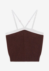Prada Wool and Cashmere Knitted Cropped Top Brown P29B98AAO18JR/R_PRADA-F0003