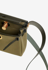 Mini Herbag Zip 20 in Vert Olive Toile H and Black Hunter Leather with Gold Hardware