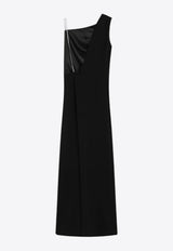Max Mara Pianoforte Pentola Asymmetric Maxi Dress with Jeweled-Strap Black PENTOLAVI/R_MAXMP-003