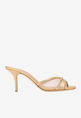 Malone Souliers Perla 70 Metallic Leather and Mesh Mules Gold PERLA 70-125 BEIGE/ANTIQUE GOLD/ANTIQUE GOLD