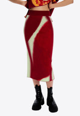 PH5 Sophie Cherry-Print Midi Skirt Red PF25SK024RED_RED