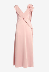 Erdem Floral Appliqué Satin Cady Midi Dress Pink PF25_D112_50255005_PINK