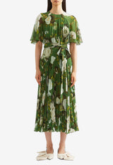 Erdem Floral Print Pleated Voile Midi Dress Green PF25_D128_50193002_GREEN MULT