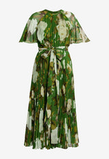 Erdem Floral Print Pleated Voile Midi Dress Green PF25_D128_50193002_GREEN MULT
