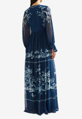 Erdem Printed Silk Voile Gown Blue PF25_G3_50144001_BLUE MULTI
