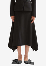 Erdem Draped Grain De Poudre Pencil Skirt Black PF25_S30_70031000_BLACK