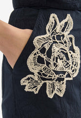 Erdem Rose Embroidered Jacquard Pencil Skirt Navy PF25_S25_50114007_NAVY