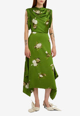 Erdem Floral Print Crinkle Satin Top Green PF25_T36_50283002_GREEN MULT