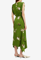 Erdem Floral Print Crinkle Satin Top Green PF25_T36_50283002_GREEN MULT