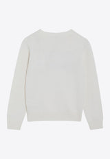 MC2 Saint Barth Kids Girls Glittered Splendida Splendente Sweater White PRC0001-B01903I/R_MC2-1021L