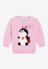 MC2 Saint Barth Kids Babies Trudi Ladybug Intarsia Knit Sweater Pink PRC000100450I/R_MC2-23EMB