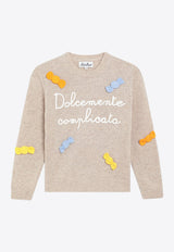 MC2 Saint Barth Kids Girls Candy Patch Wool Sweater Beige PRC000100670I/R_MC2-11