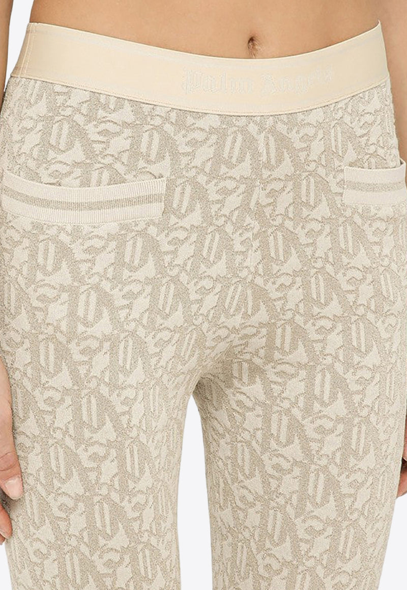 Palm Angels Monogram Jacquard Knit Pants Off-white PWHG026R24KNI001/O_PALMA-0361