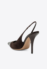 Paris Texas Lidia 100 Suede and Leather Slingback Pumps Brown PX1432XLISA/R_PATEX-ME