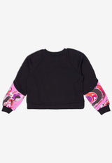 Emilio Pucci Junior Girls Printed Sleeves Sweatshirt Black PX4A40-Z3183_BLACK