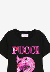 Emilio Pucci Junior Girls Embroidered-Logo T-shirt Black PX8B31-Z3186_BLACK