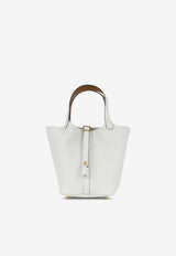 Hermès Picotin 18 Eclat in New White Clemence and Sesame Swift with Gold Hardware