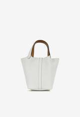 Hermès Picotin 18 Eclat in New White Clemence and Sesame Swift with Gold Hardware