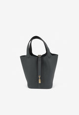 Hermès Picotin Lock 18 in Gris Misty Clemence Leather with Brushed Gold Hardware