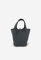 Picotin 18 in Gris Misty Clemence Leather with Permabrass Hardware