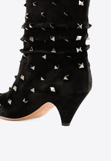 Valentino Rockstud 50 Suede Ankle Boots Black QW2S0H84DIW 0NO