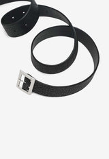 Rick Owens Logo Embossed Leather Belt Black RA02E0783LBT/R_RICKO-09