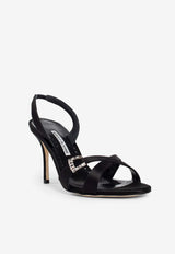 Manolo Blahnik Ramisli 90 Crystal Buckle Satin Sandals RAMISLI 90 BLACK 0015 1700-0001