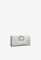 Roger Vivier Pilgrim Clutch Bag in Metallic Leather Silver RBWABDD0220L4Q B200