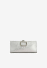 Roger Vivier Pilgrim Clutch Bag in Metallic Leather Silver RBWABDD0220L4Q B200