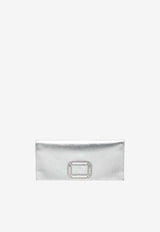 Roger Vivier Mini Pilgrim Metallic Leather Clutch Silver RBWABDD0220L4Q/S_ROGVI-B200