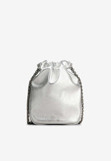 Roger Vivier Nano Pilgrim Bucket Bag in Metallic Leather Silver RBWABDK0000L4Q B200