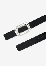 Roger Vivier Sexy Choc Buckle Belt in Satin RCWC0683100UX2B999 B999 Black