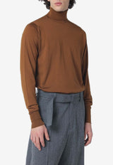 John Smedley Wool Knitted Turtleneck Sweater Brown RICHARDSWO/R_JOHSM-KB