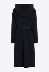 S Max Mara Rima Hooded Wool Coat with Belt Navy RIMAWO/R_MAXS-081