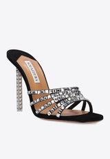 Aquazzura Rock Chic 105 Crystal-Embellished Suede Mules RKCHIGM0-SUE000 BLACK