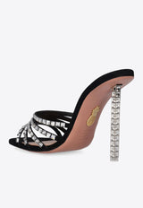 Aquazzura Rock Chic 105 Crystal-Embellished Suede Mules RKCHIGM0-SUE000 BLACK