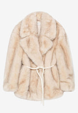 Sportmax Rosaria Faux Fur Belted Coat Beige ROSARIAEF/R_SPORM-003