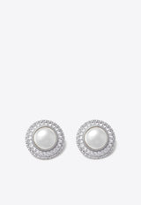 Self-Portrait Crystal Pearl Earrings RS25-602E-SL_SILVER