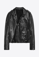 Rick Owens Leather Biker Jacket Black RU01E5765LTP/Q_RICKO-09