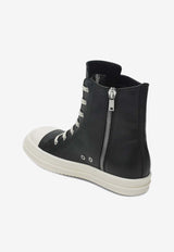 Rick Owens Leather High-Top Sneakers Black RU01F2890LCO/S_RICKO-911