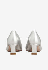 Roger Vivier Trompette 45 Pumps in Metallic Leather Silver RVW44844010KAC B200