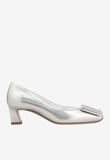 Roger Vivier Trompette 45 Pumps in Metallic Leather Silver RVW44844010KAC B200