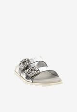 Roger Vivier Slidy Viv' Metallic Leather Slides Silver RVW45818820T0H9999 9999
